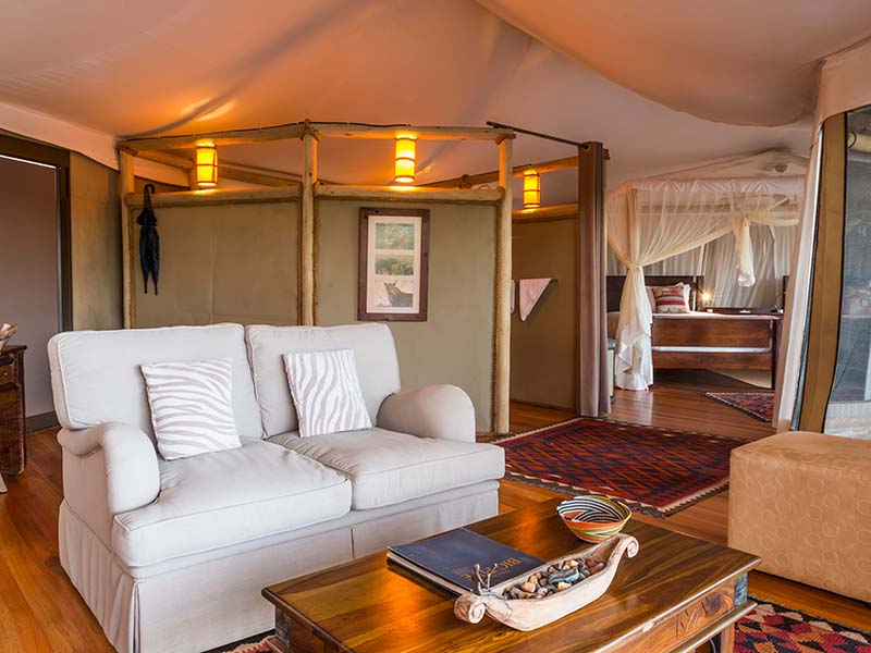 Private lounge in the room at Anabezi, Lower Zambezi National Park, Zambia