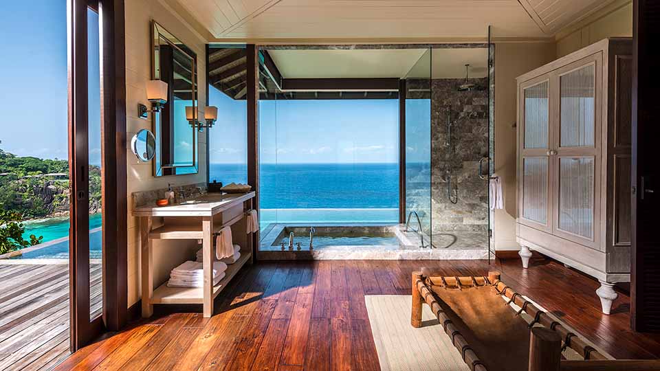 Spacious Bathroom views at Four Seasons Mahe Seychelles