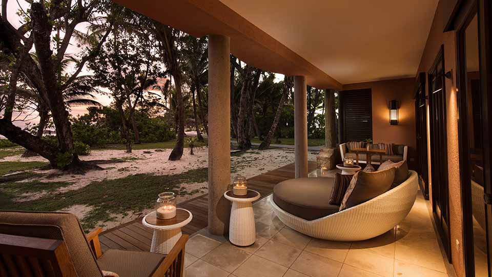 Relaxing terrace of a Senior suite Constance Lemuria Seychelles