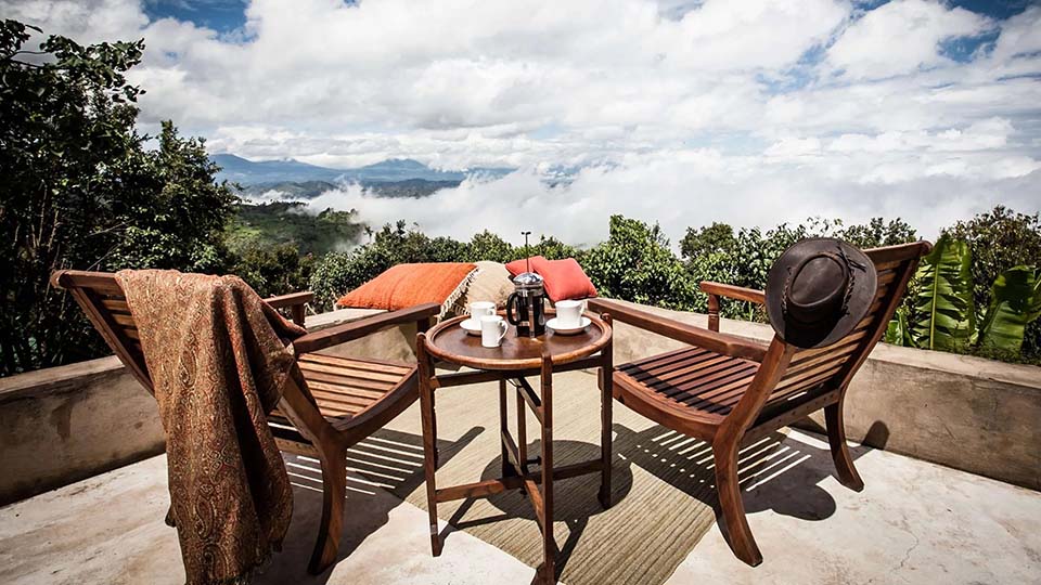 Patio View from Clouds Mountain Gorilla Lodge, Bwindi Impenetrable Forest, Uganda